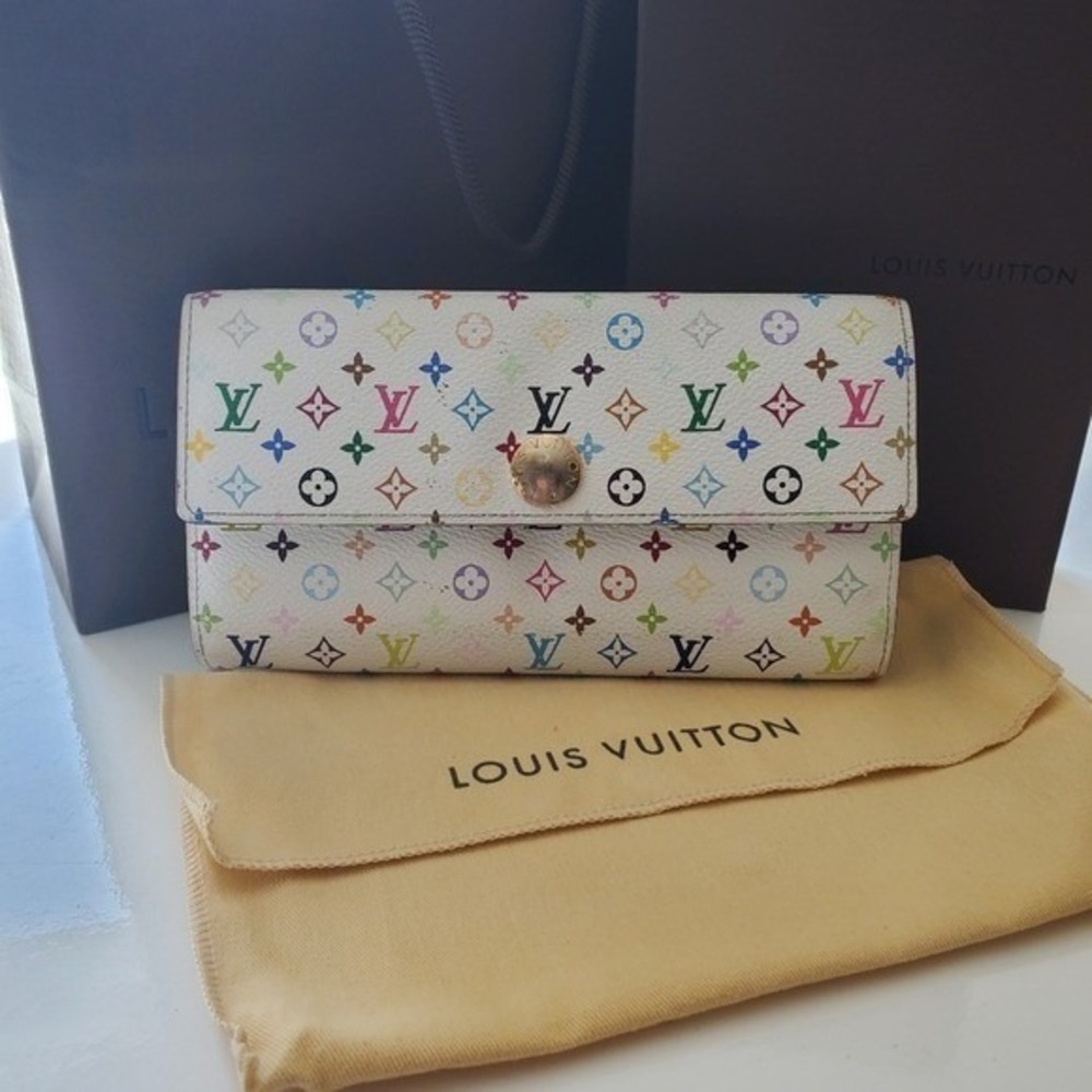Louis Vuitton x Takashi Murakami White Multicolor Sarah Wallet